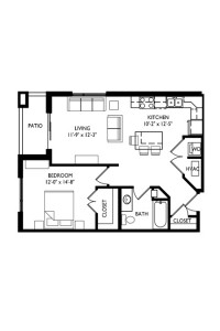 Capitol's Edge Apartments 1 Bedroom - Unit Type A