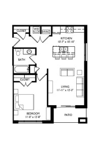 Capitol's Edge Apartments 1 Bedroom - Unit Type I