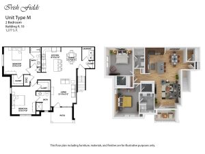 Irish Fields floor plan 2 Bedroom - M