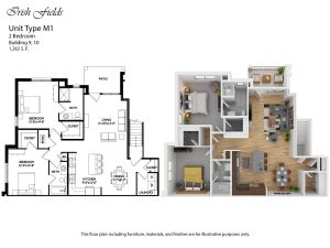 Irish Fields floor plan 2 Bedroom - M1