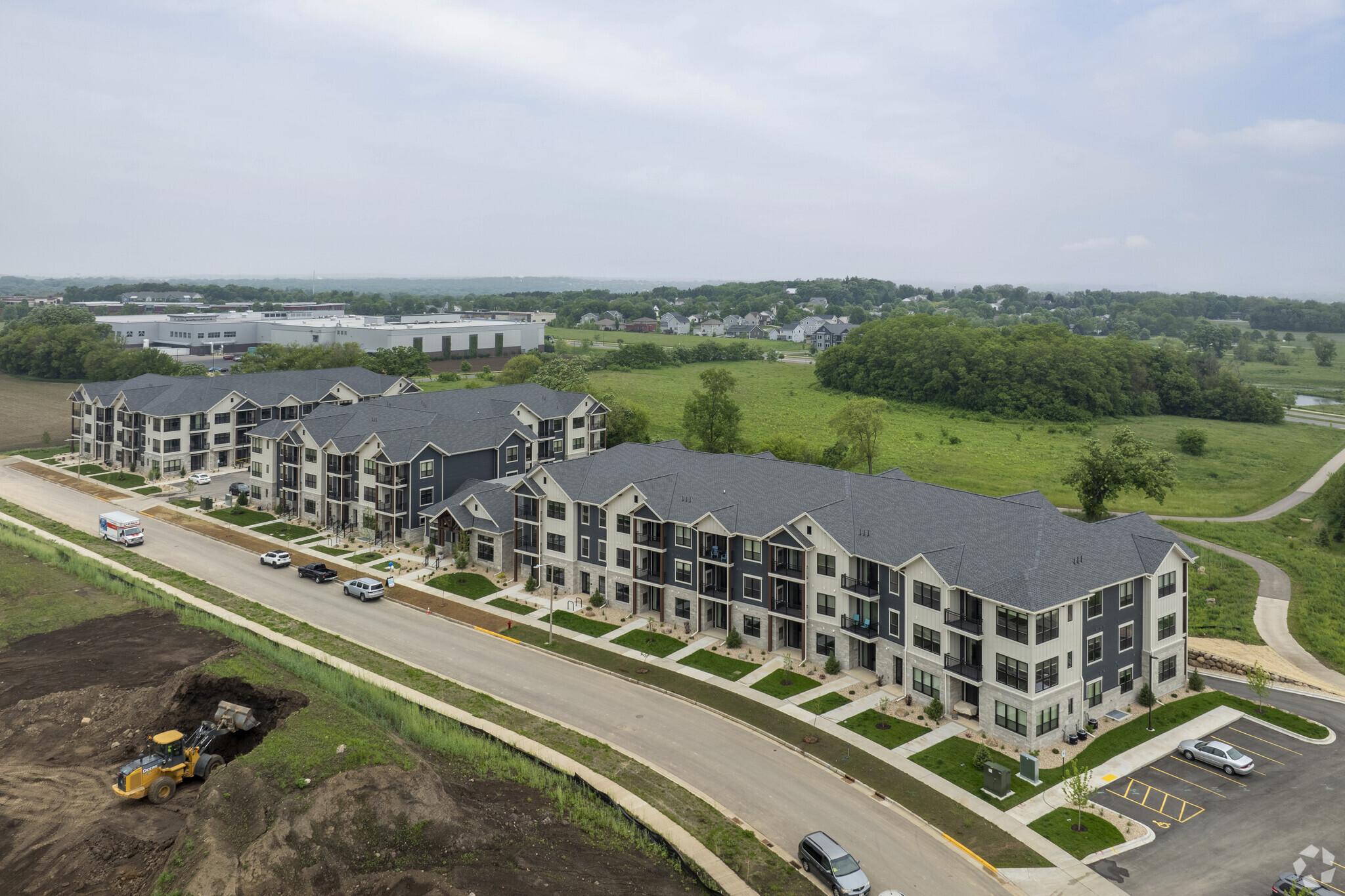 Irish Fields apartments as seen from a drone